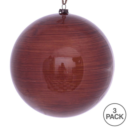 Vickerman 6" Copper Wood Grain Ball Ornament 3 per Bag