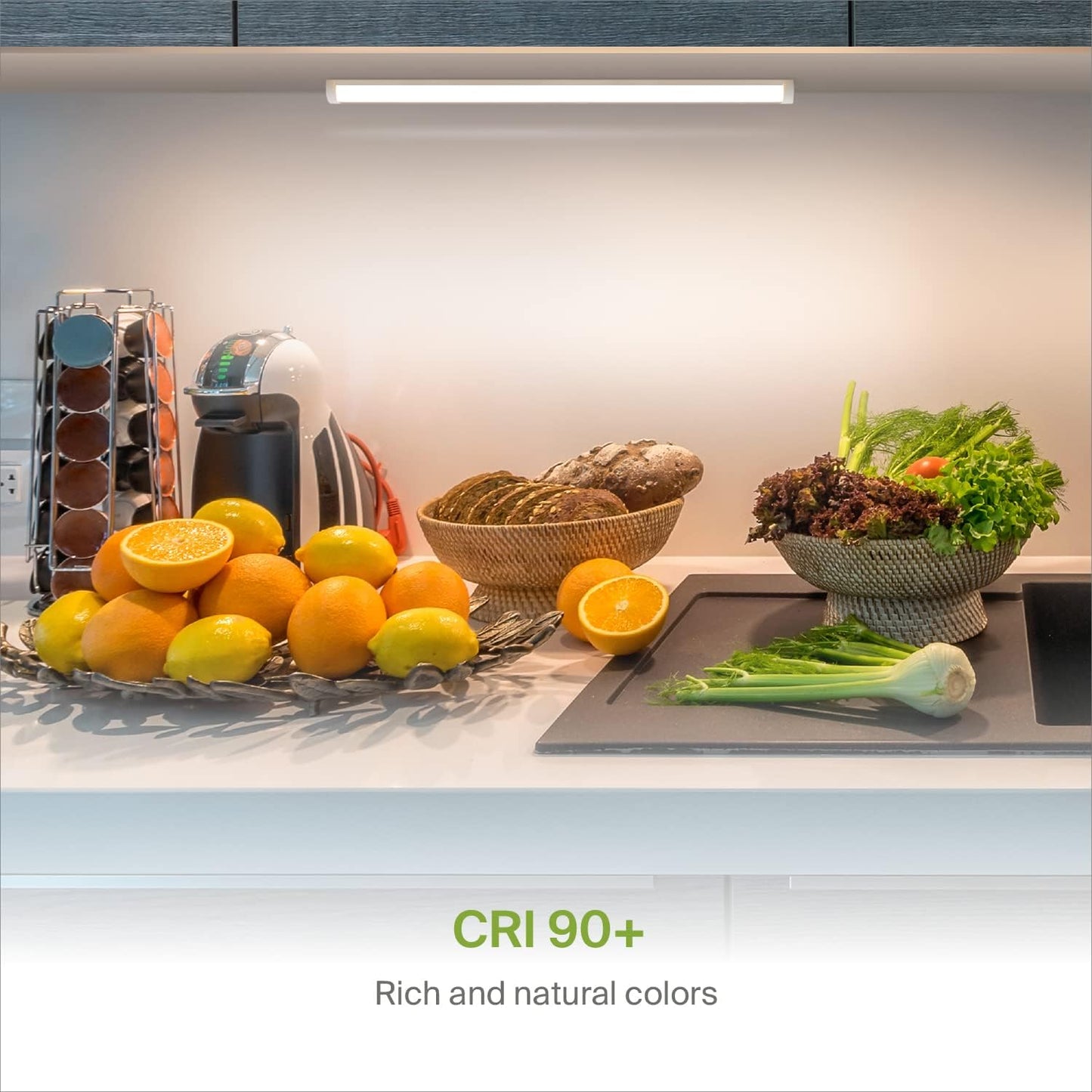 ASD Lighting LED Under Cabinet Bullnose 24" 12W 120V Dimmable CCT Selectable 3000/4000/5000K Hardwired, On/Off Switch, White ETL Energy Star