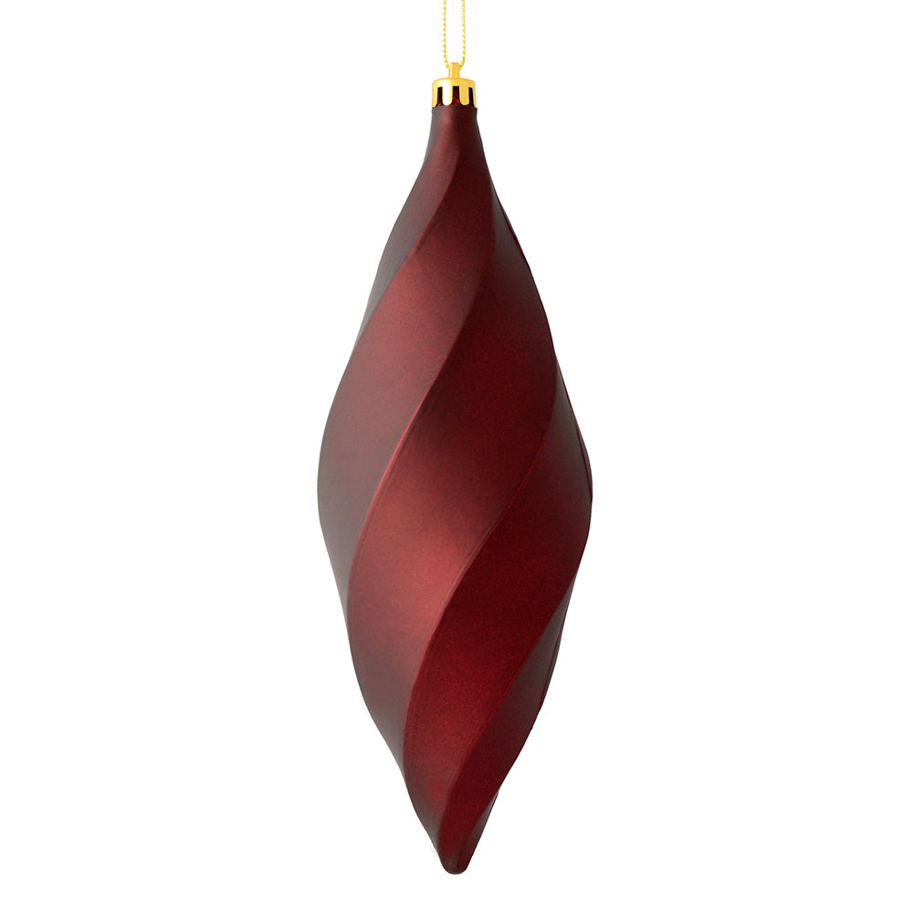 Vickerman 8" Wine Matte Swirl Finial Ornament Pack of 6