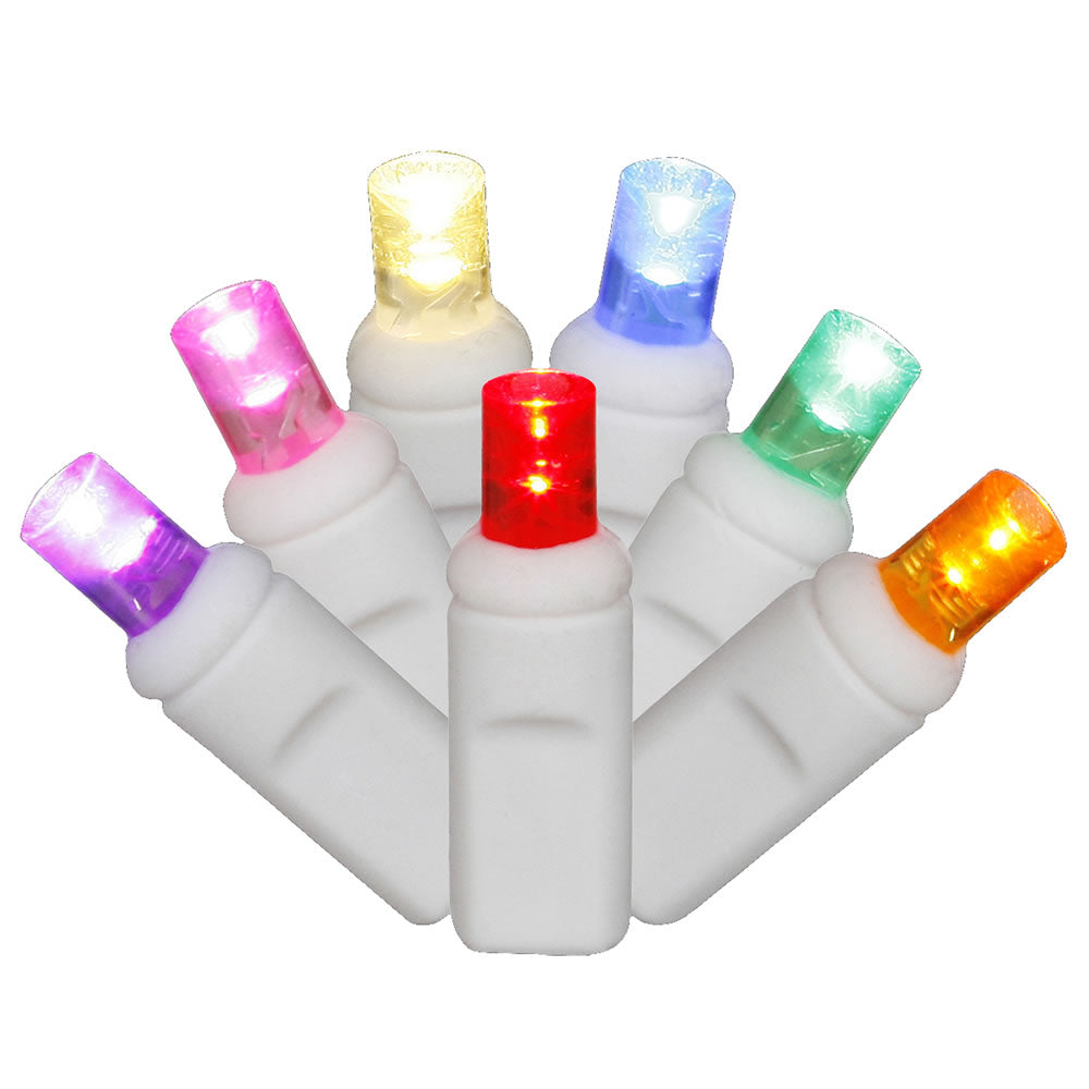 Vickerman 70 Multi-Colored Wide Angle LED Icicle Light on White Wire 9' Light Strand.