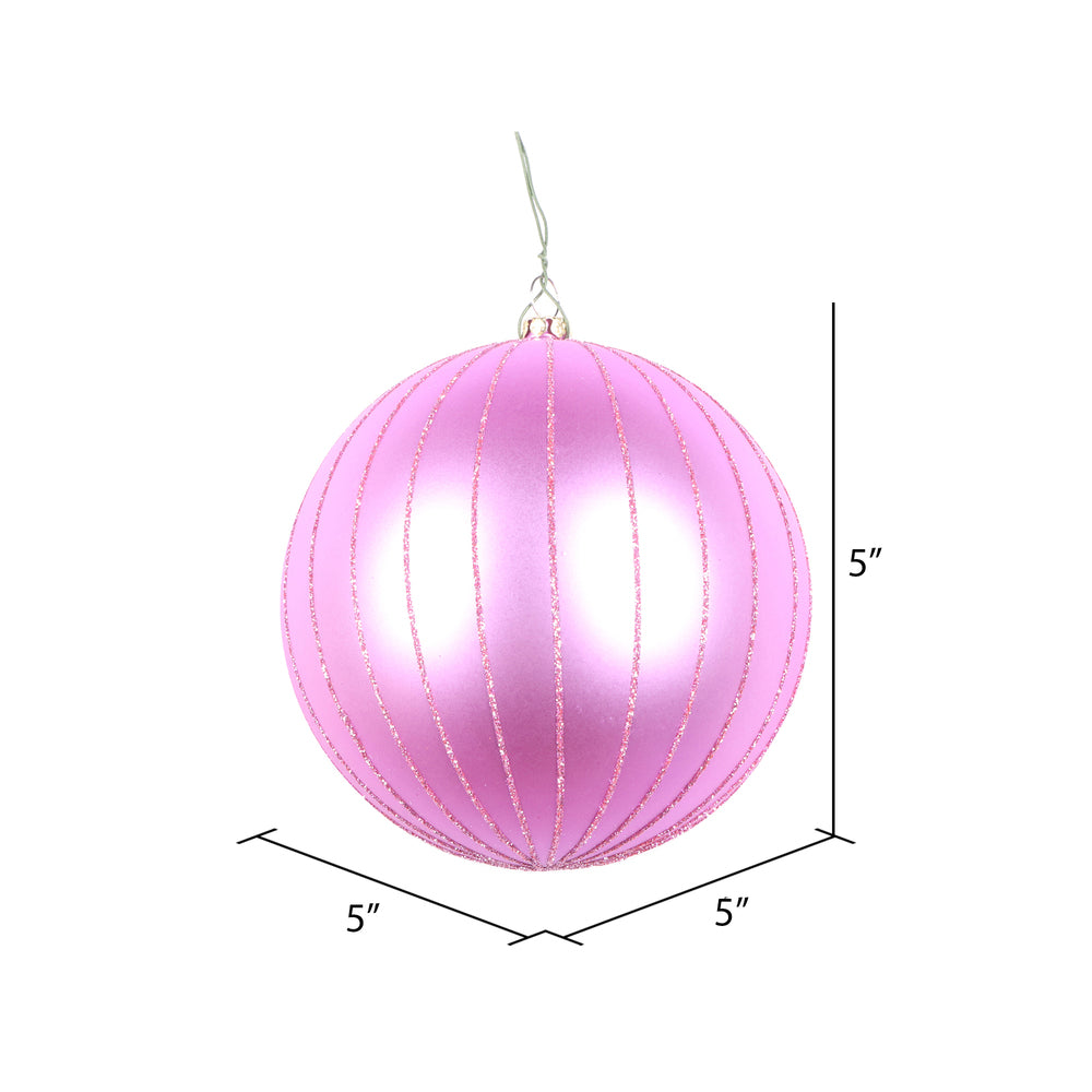 Vickerman 5" Orchid Matte Glitter Ball Christmas Ornament 4 pieces per bag