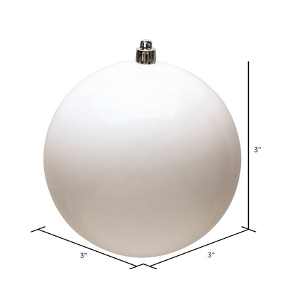 Vickerman 3" White Shiny Ball Ornament 12 per Bag