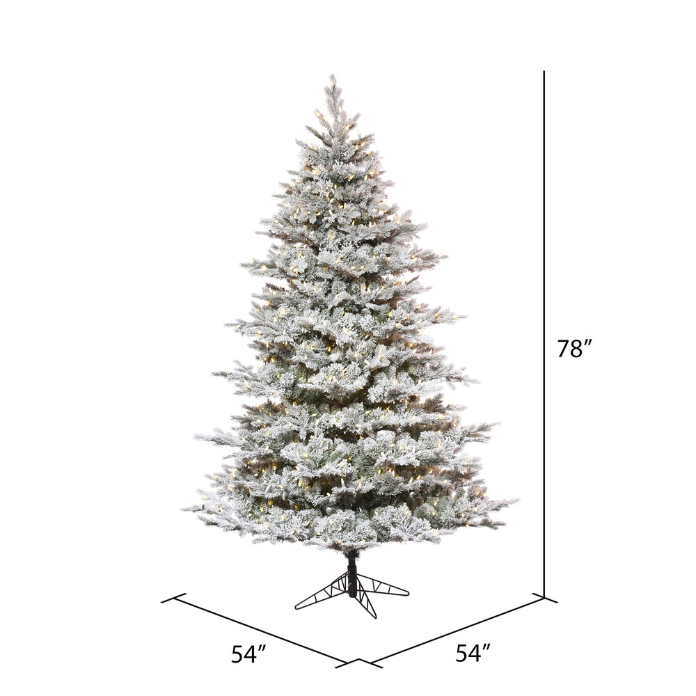 Vickerman 6.5' x 54" Flocked Kiana Artificial Christmas Tree Dura-Lit® LED Warm White Mini Lights
