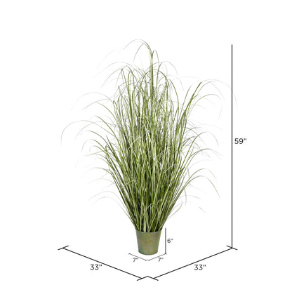 Vickerman 59" Artificial Potted Native Green Grass.