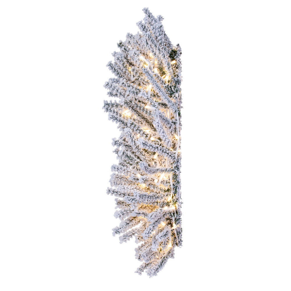 Vickerman 30" Flocked Pistol Pre-Lit Pine Wreath with Warm White 3mm Low Voltage LED Wide Angle Lights.