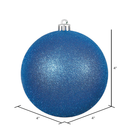 Vickerman 4" Blue Glitter Ball Ornament 6 per Bag