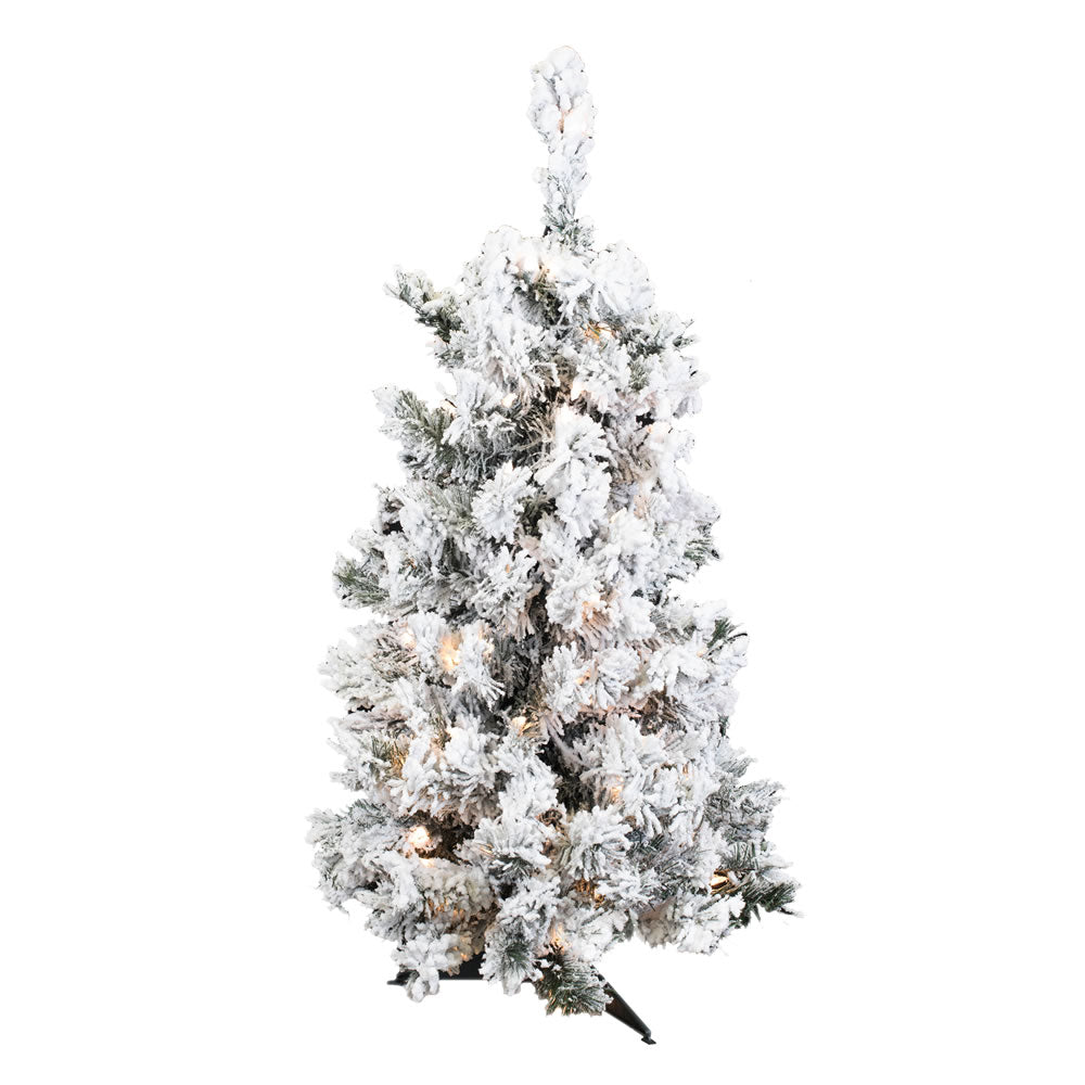 Vickerman 36" Flocked Alaskan Pine Artificial Christmas Tree Clear Dura-Lit lights