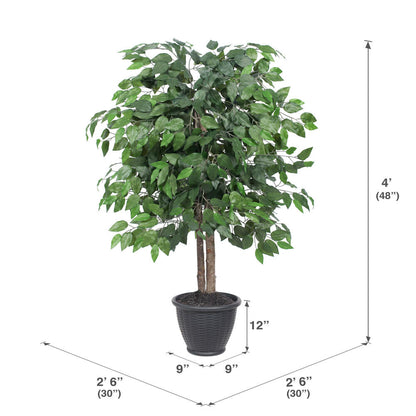 Vickerman 4' Artificial Ficus Bush Round Gray Plastic Container.