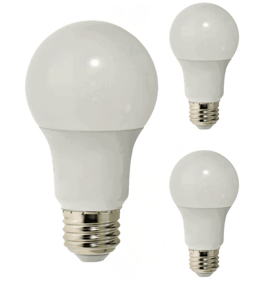 Damar A19 LED Light Bulb 9W 750 Lumen E26 Medium Base 6500K Daylight for Bedroom Living Room Lamp Home Light Bulb 120V CRI80 200° Beam Angle IP20 Damp Rated UL Listed White Finish Pack of 3