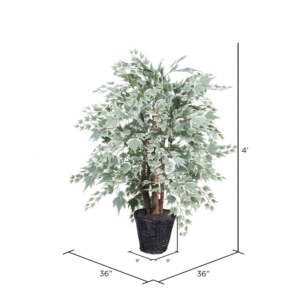 Vickerman 4' Artificial Silver Maple Extra Full Bush Rattan Basket