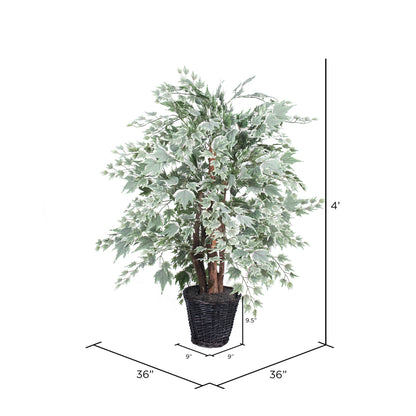 Vickerman 4' Artificial Silver Maple Extra Full Bush Rattan Basket