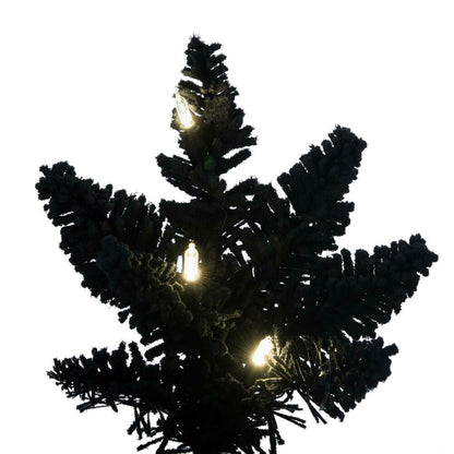 Vickerman 3' x 25" Flocked Black Fir Artificial Christmas Tree Warm White LED Mini Lights.