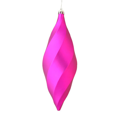 Vickerman 8" Fuchsia Matte Swirl Finial Ornament Pack of 6
