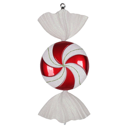 Vickerman 18.5" Red-White Flat Swirl Candy Christmas Ornament