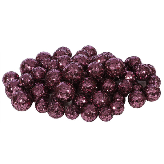 Vickerman 20MM/25MM/30MM Mauve Glitter Polystyrene Ball Christmas Ornament 72 per Bag