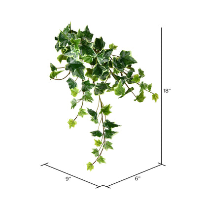 Vickerman 18" Artificial Variegated Ivy Hanging Bush Set of 3