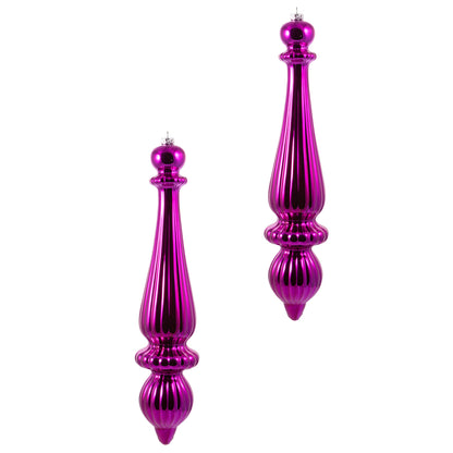 Vickerman 14" Fuchsia Shiny Finial Drop Christmas Ornament UV Treated with Cap 2 per bag