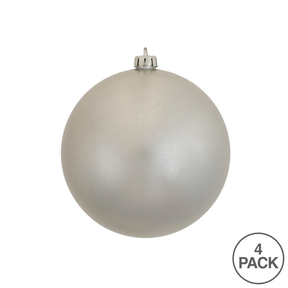 Vickerman 4.75" Silver Candy Ball Ornament 4 per Bag