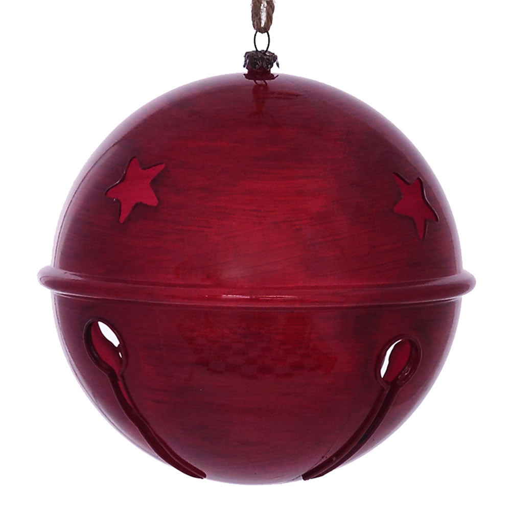 Vickerman 6" Red Wood Grain Bell Christmas Ornament Pack of 2