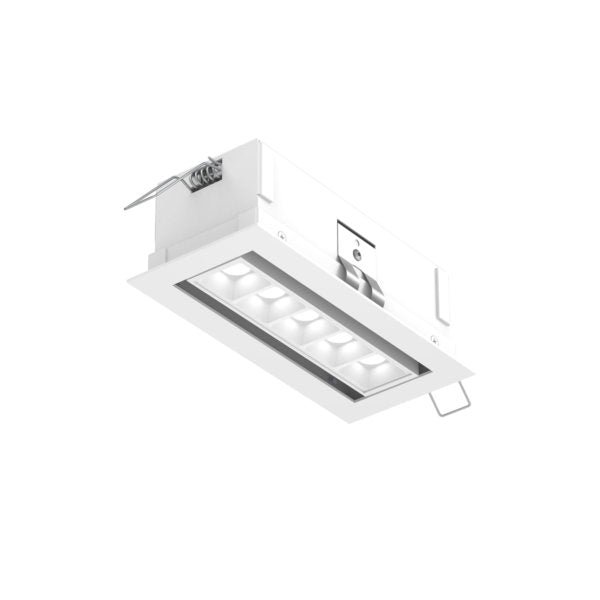 DALS Lighting Upto 10 Lights Rectangular Mutli-Spot Recessed Downlight with Junction Box/Driver | 30° Beam Angle | 3000K/5CCT Selectable | LED Dimmable Regressed Trim | ETL Certified