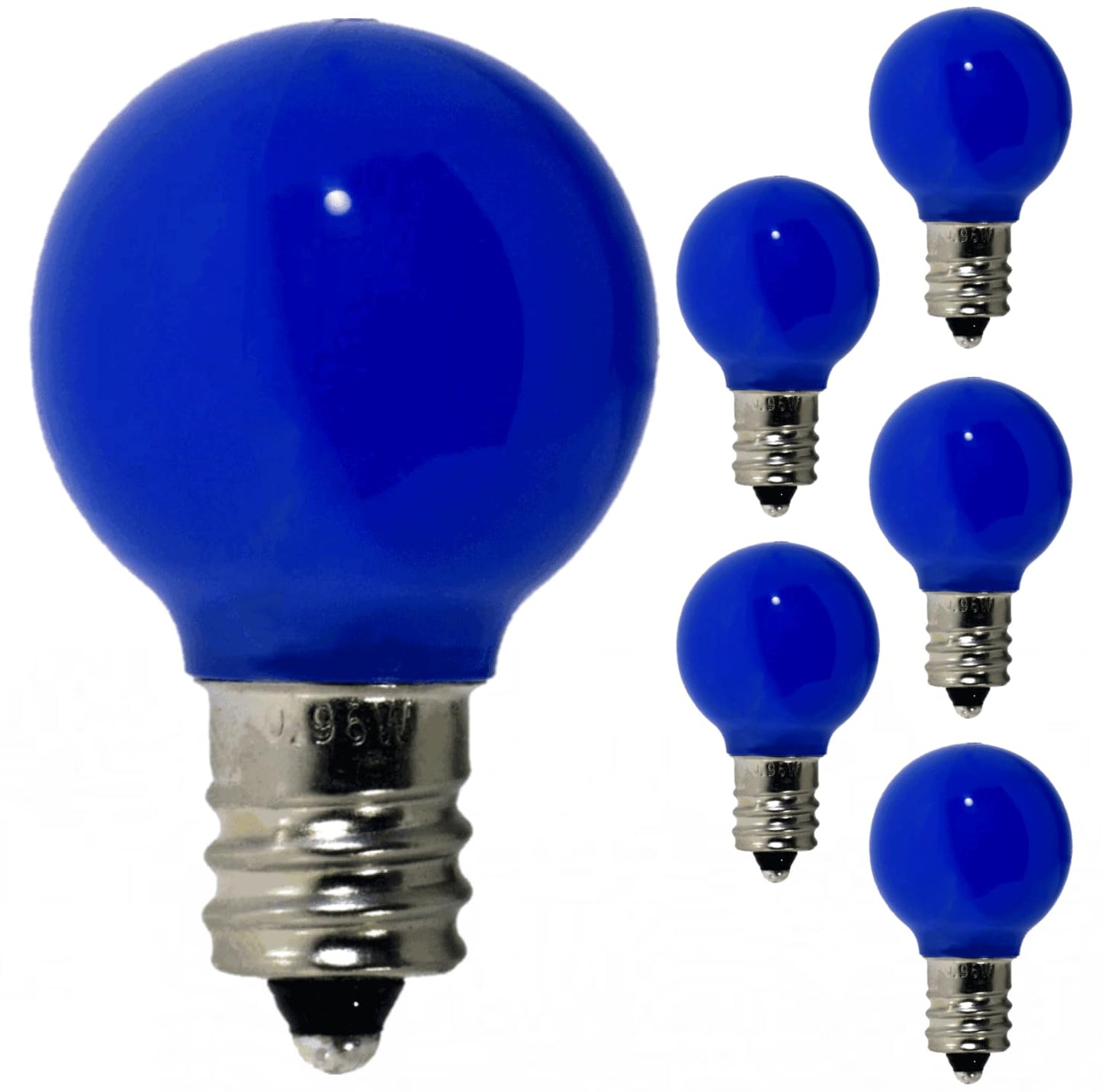 Damar- G9 LED Bulb Solid Blue Dimmable 0.6W-0.96W E12 Candelabra Base 100-130V Pack of 6- Small Globe Mood Colored Lighting for Party Christmas Home Decoration