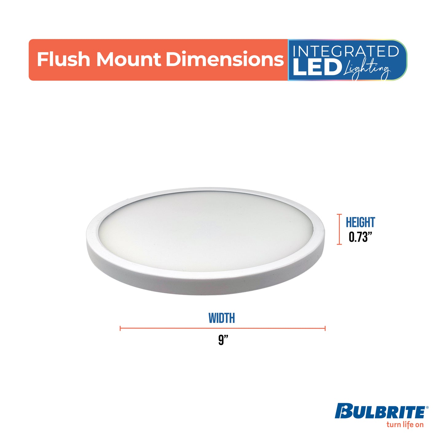 Bulbrite 773611 9 in.Round 17-Watt 5 Color Selectable LED Flush Mount Light, 1400 Lumens, White