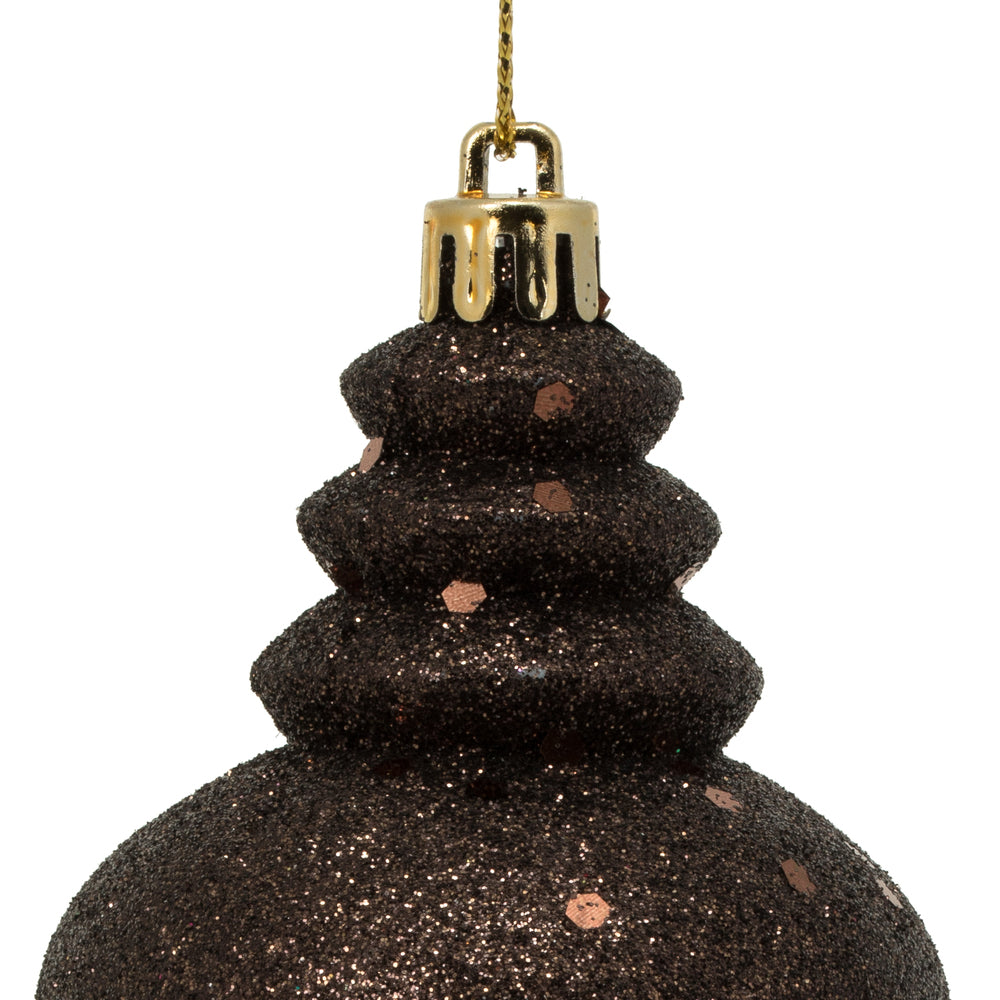 Vickerman 7" Chocolate 4-Finish Finial Ornament 8 per Box