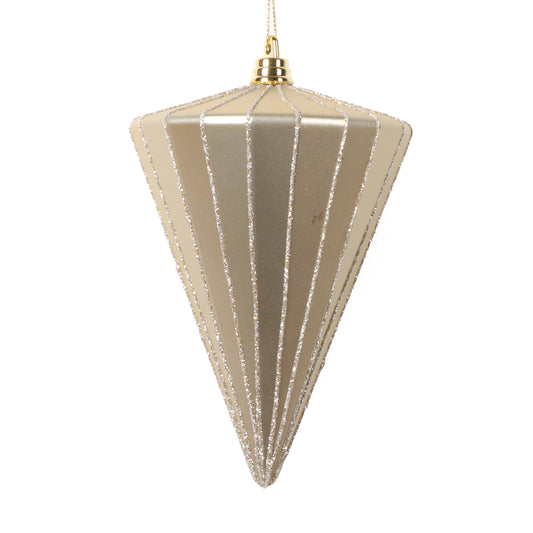 Vickerman 6" Matte Champagne Cone Ornament 3 per bag.