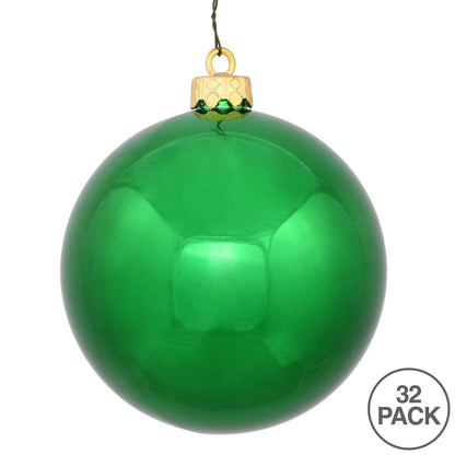 Vickerman 3" Christmas Green Shiny Ball Ornament 32 per Box