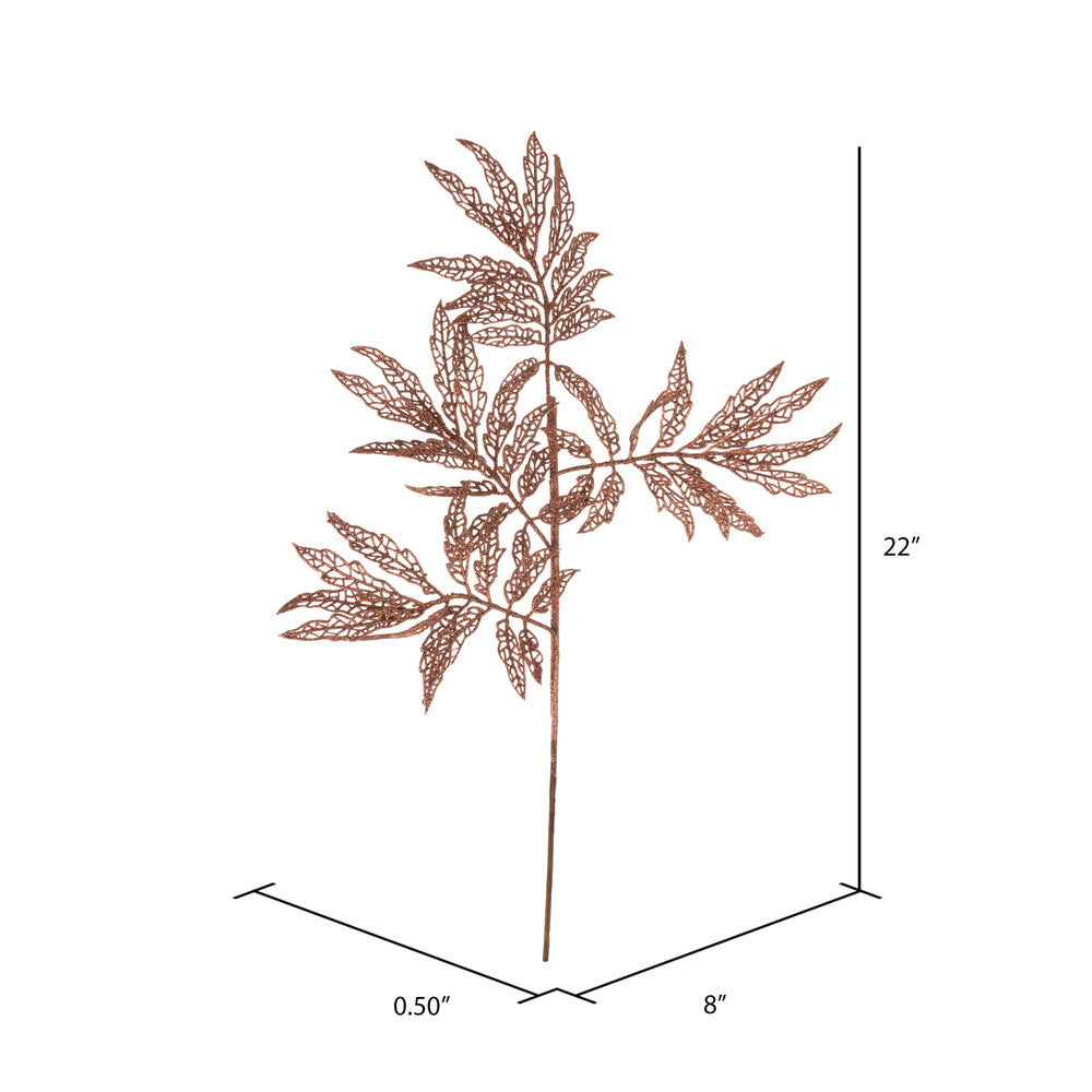 Vickerman 22" Rose Gold Glitter Sumac Artificial Christmas Spray. Includes 6 sprays per pack.