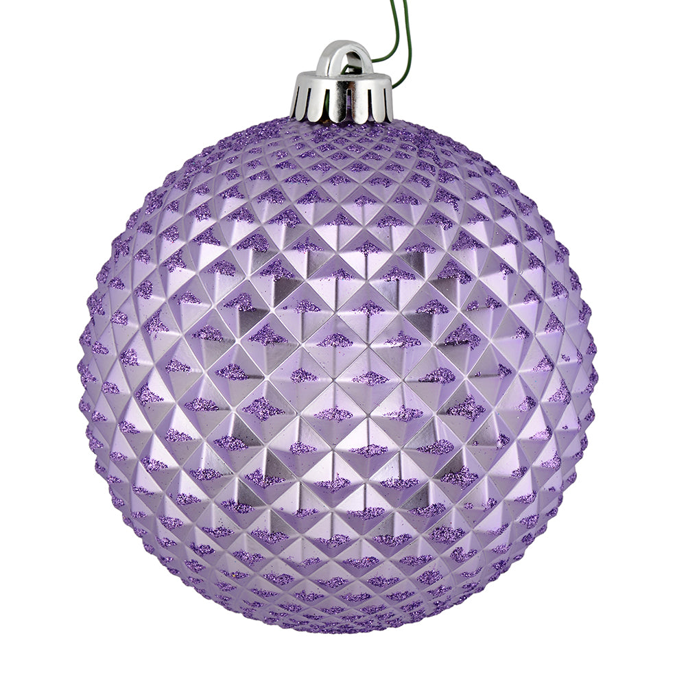 Vickerman 6" Lavender Durian Glitter Ball Ornament 4 per Bag