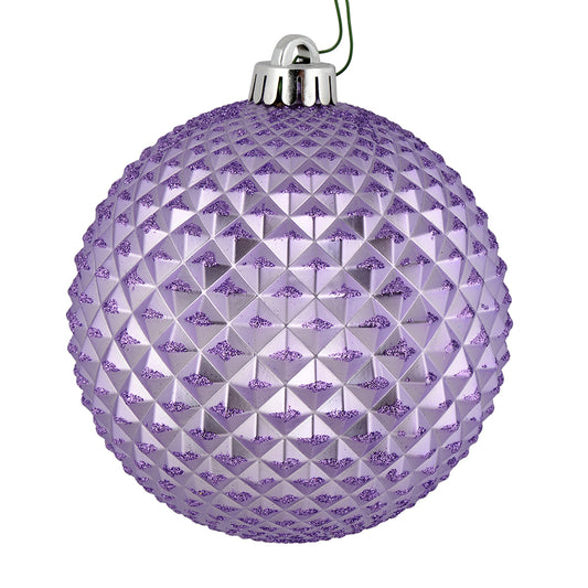 Vickerman 6" Lavender Durian Glitter Ball Ornament 4 per Bag