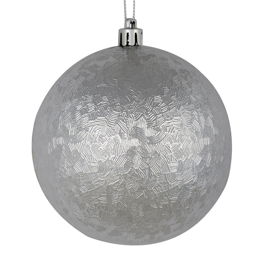 Vickerman 4" Silver Brushed Ball Ornament 6 per Bag