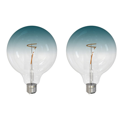 Bulbrite 862111 LED Filament Pack of (2) 4.5 Watt Dimmable G40 Light Bulb with Clear/Blue Glass Finish and Medium (E26) Base - 3000K (Soft White Light), 200 Lumens