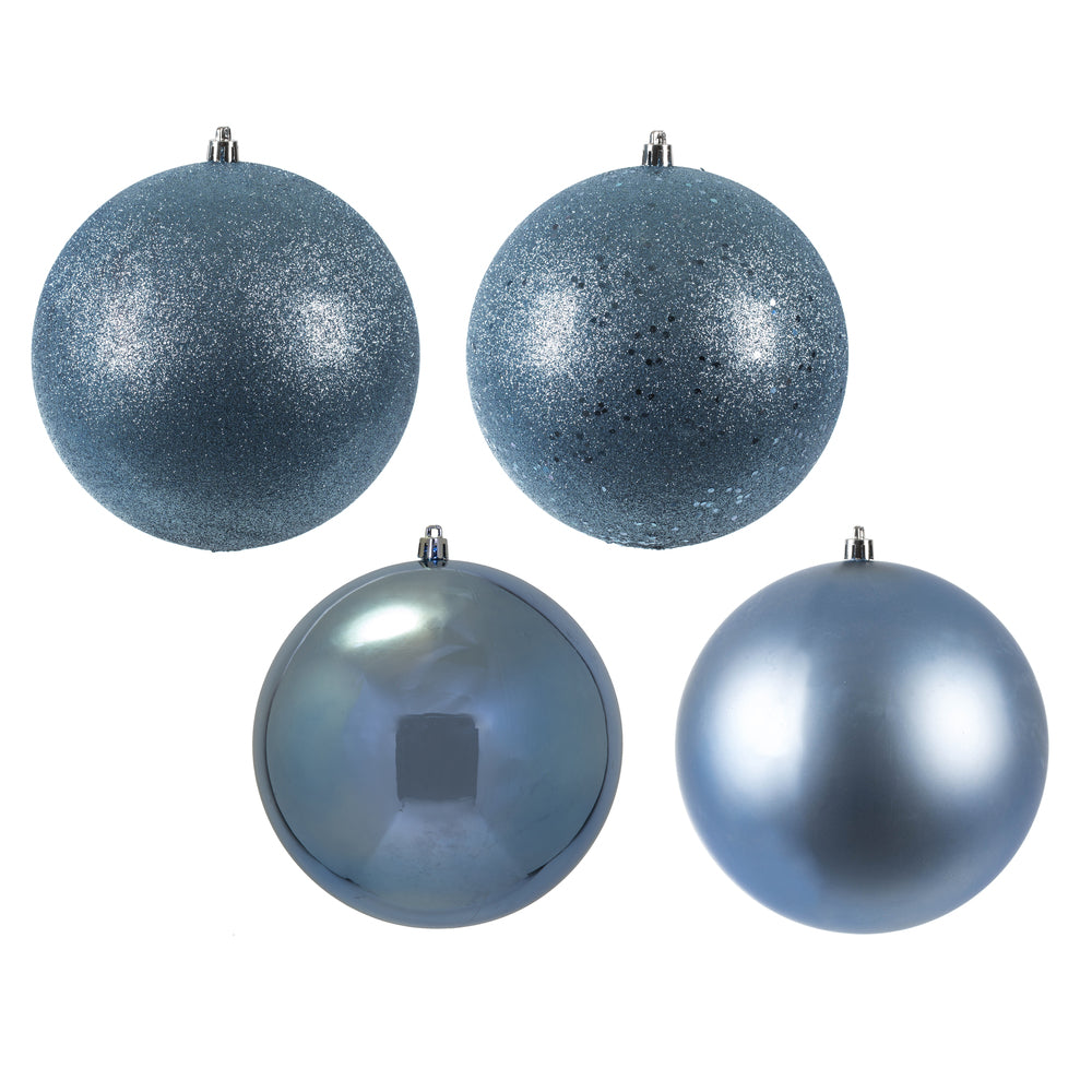 Vickerman 6" Periwinkle 4-Finish Ball Ornament Assortment 4 per Box