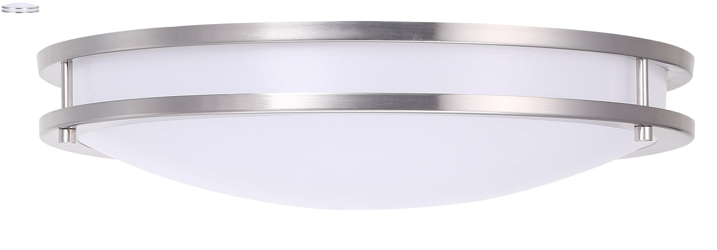 ASD Lighting LED Double Ring Flushmount 14inch 21W 120-277V Triac 3000/4000/5000K Nickel ETL