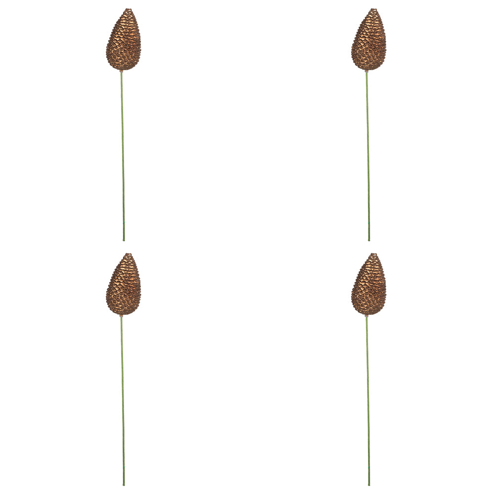 Vickerman 24" x 7" Mocha Matte Glitter Pinecone Aritificial Christmas Stick 4 per set