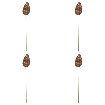 Vickerman 24" x 7" Mocha Matte Glitter Pinecone Aritificial Christmas Stick 4 per set