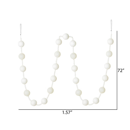 Vickerman 6' White Stripe Ball Ornament Christmas Garland