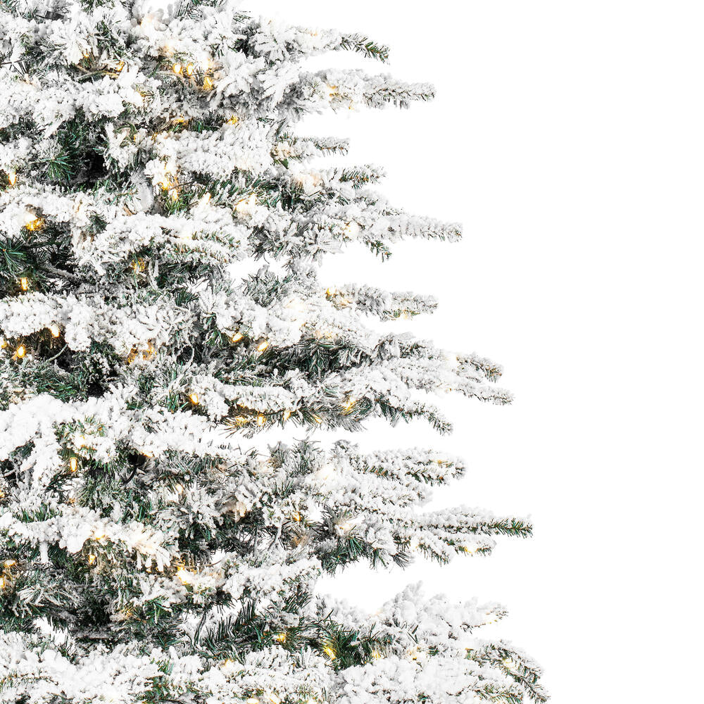 Vickerman 7.5' Flocked Sierra Fir Artificial Christmas Tree with Pure White Single Mold LED lights