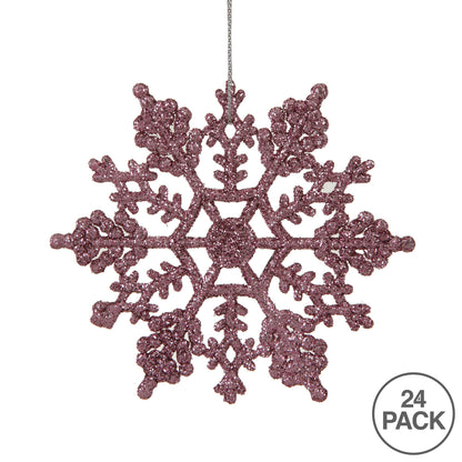 Vickerman 4" Pink Glitter Snowflake Christmas Ornament 24 per Box