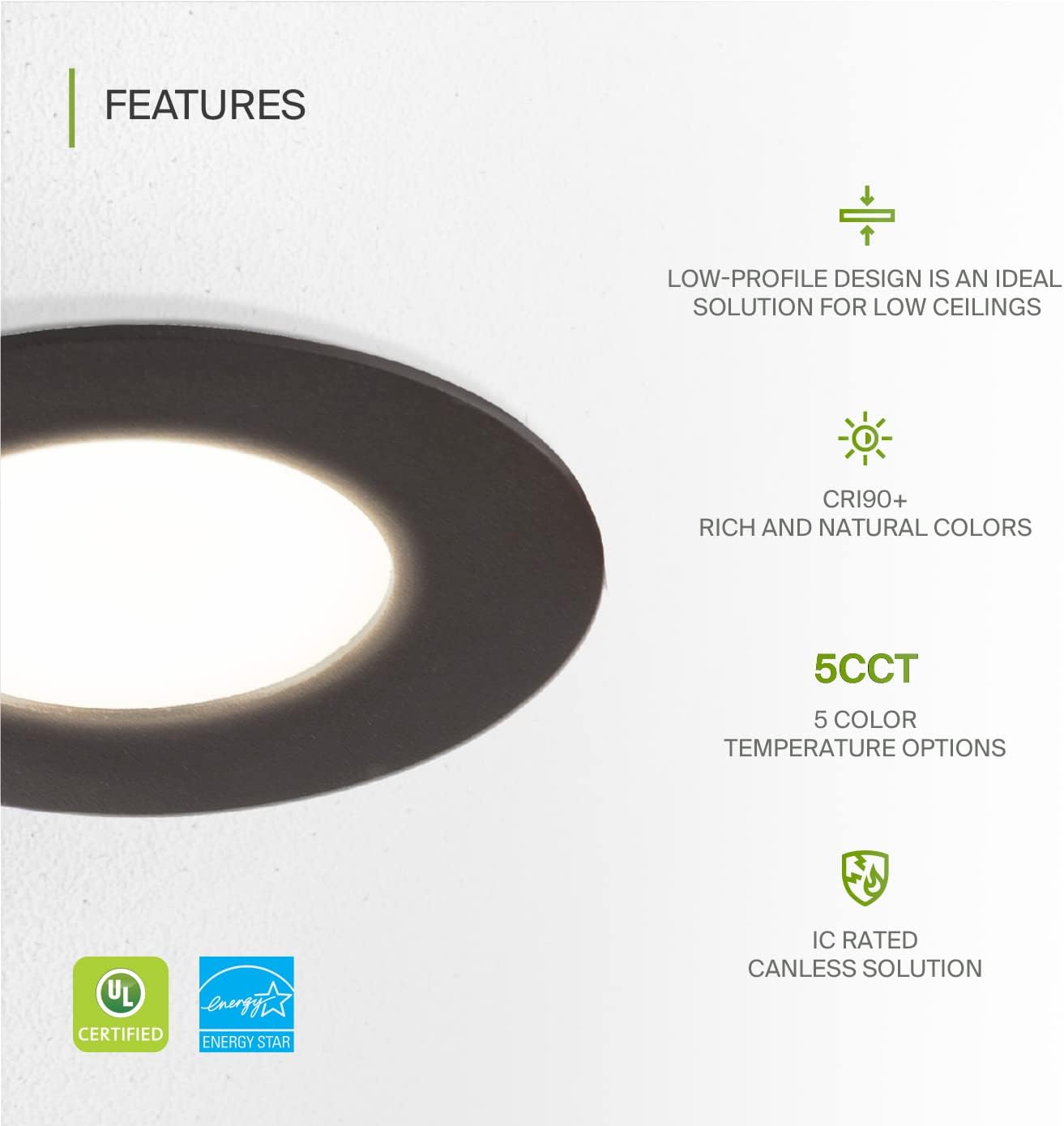ASD Lighting LED Recessed Mini Panel Round 3inch 6W 120V Triac 2700/3000/3500/4000/5000K Bronze UL Energy Star