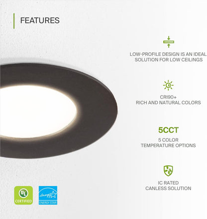 ASD Lighting LED Recessed Mini Panel Round 3inch 6W 120V Triac 2700/3000/3500/4000/5000K Bronze UL Energy Star