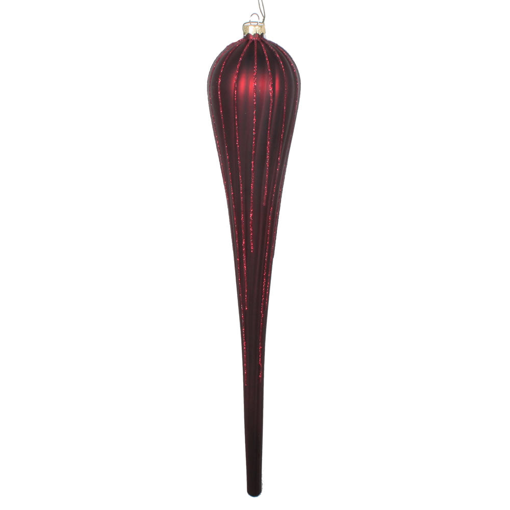 Vickerman 15.75" Burgundy Matte Glitter Drop Christmas Ornament Pack of 2