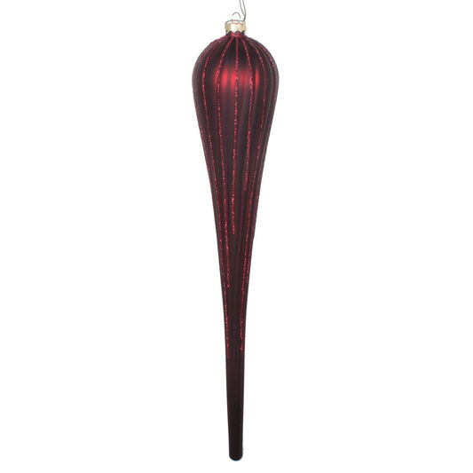 Vickerman 15.75" Burgundy Matte Glitter Drop Christmas Ornament Pack of 2