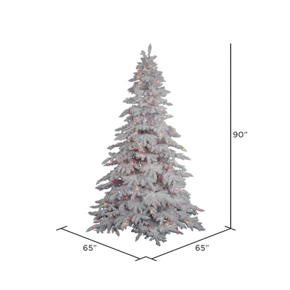 Vickerman 7.5' Flocked White Spruce Artificial Christmas Tree Multi-Colored Lights