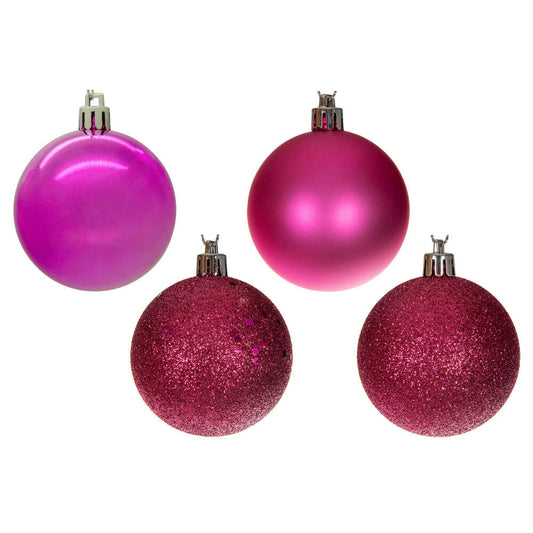 Vickerman 2.4" (60mm) Hot Pink 4-Finish Ball Ornament Set 24 per box.