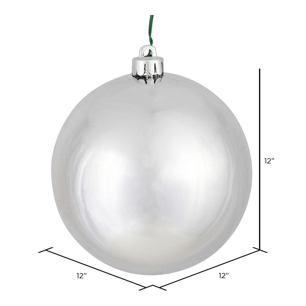 Vickerman 12" Silver Shiny Ball Ornament