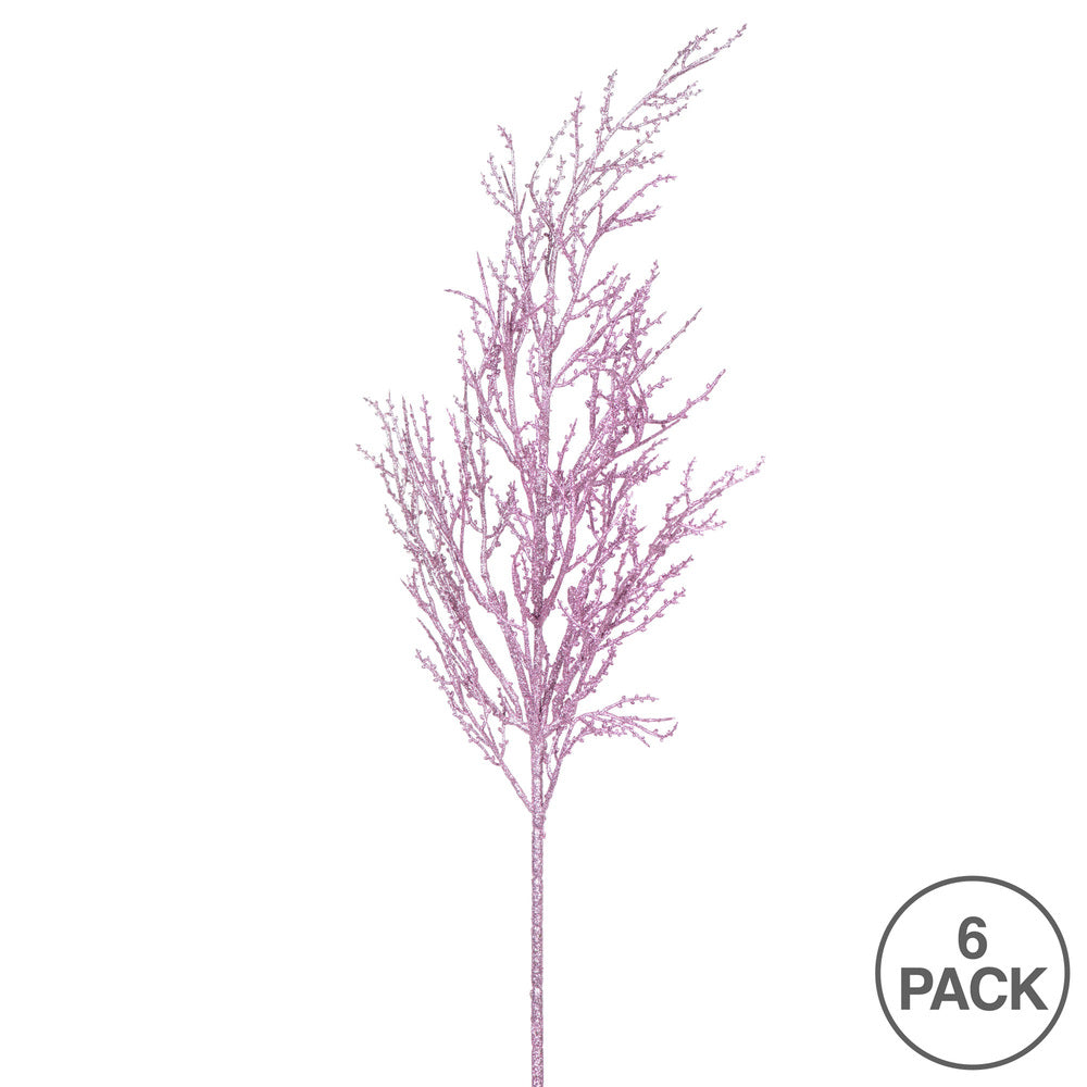 Vickerman 28" Mauve Onoclea Glitter Wild Huck Artificial Christmas Spray. Includes 6 sprays per pack.