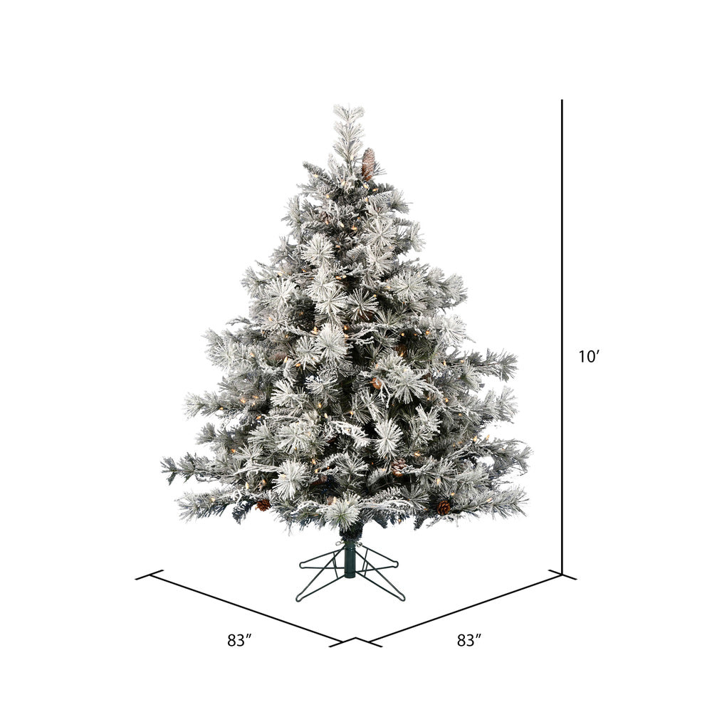 Vickerman 10' x 83" Flocked Cheshire Artificial Christmas Tree Warm White Dura-Lit® LED Lights